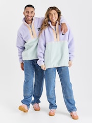 Harper & Lewis Purple Yves 1/4 Zip Sherpa Fleece - Image 7 of 7
