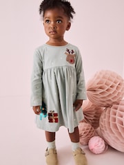 Green Sequin Long Sleeve Jersey Christmas Dress (3mths-7yrs) - Image 1 of 8
