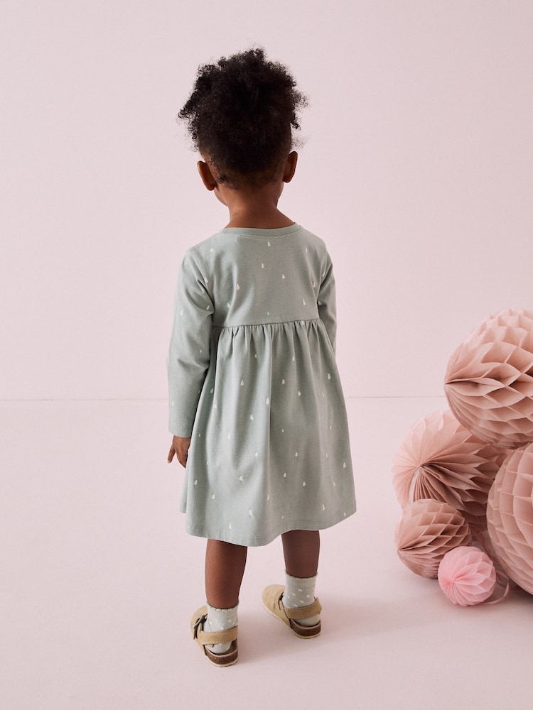 Green Sequin Long Sleeve Jersey Christmas Dress (3mths-7yrs) - Image 2 of 8