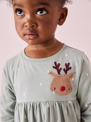 Green Sequin Long Sleeve Jersey Christmas Dress (3mths-7yrs) - Image 3 of 8