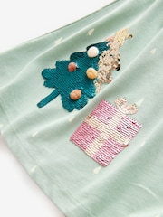 Green Sequin Long Sleeve Jersey Christmas Dress (3mths-7yrs) - Image 7 of 8