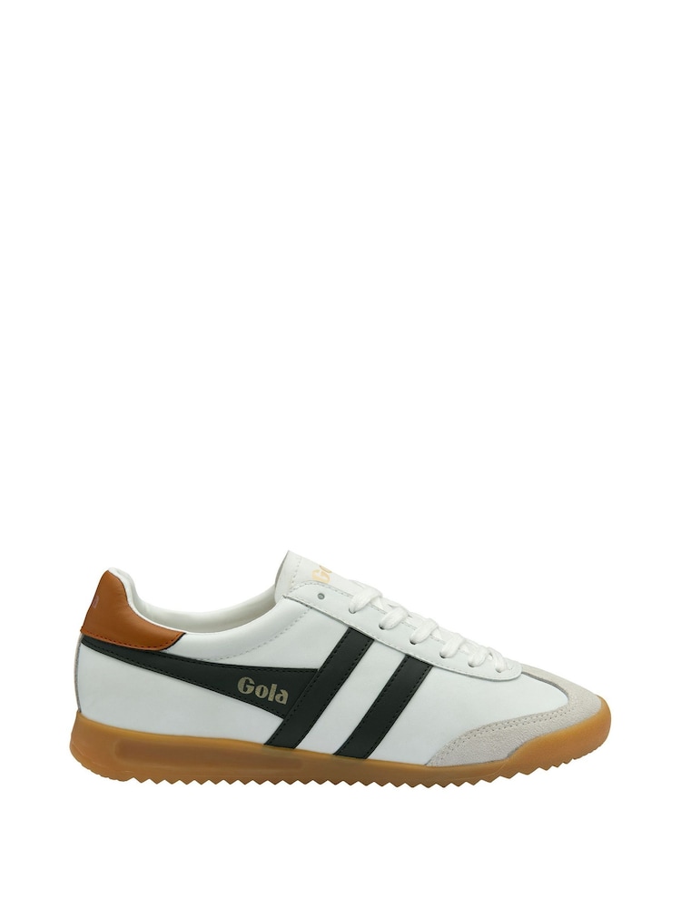 Gola White/Black/Moody Orange Mens Torpedo Leather Lace-Up Trainers - Image 1 of 1 Gola White/Black/Moody Orange Mens Torpedo Leather Lace-Up Trainers - Image 1 of 1