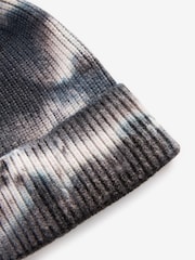 Monochrome Tie Dye Knitted Beanie Hat (1-16yrs) - Image 2 of 2