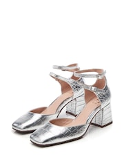 srebrna (barva); srebro - Moda in Pelle Daziah Square Toe Block Multi Strap Heels - Slika 2 iz 4