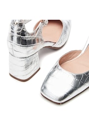 srebrna (barva); srebro - Moda in Pelle Daziah Square Toe Block Multi Strap Heels - Slika 4 iz 4