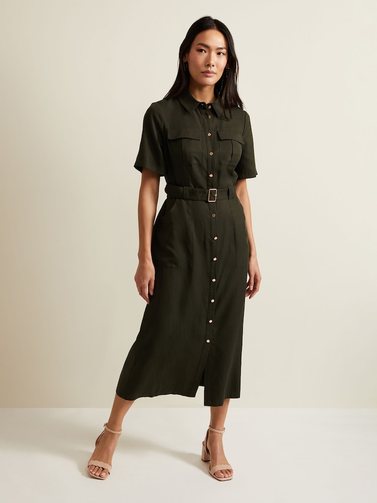 Phase Eight Green Willow Midi Utility Dress - Image 1 of 6