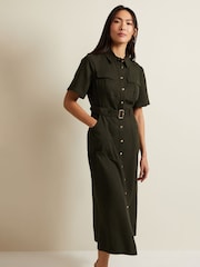 Phase Eight Green Willow Midi Utility Dress - Image 3 of 6