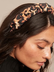 Leopard Print Ruched Structured Headband - Image 2 of 5