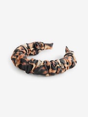 Leopard Print Ruched Structured Headband - Image 3 of 5