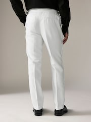 White Slim Fit Adjustable Tape Detail Tuxedo Trousers - Image 2 of 7