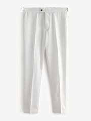 White Slim Fit Adjustable Tape Detail Tuxedo Trousers - Image 5 of 7