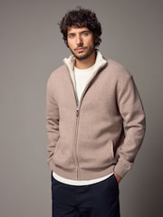 rjava - v standardnem kroju 100% Cotton Premium Zip-Through pulover - Slika 1 iz 11