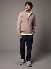 rjava - v standardnem kroju 100% Cotton Premium Zip-Through pulover - Slika 2 iz 11