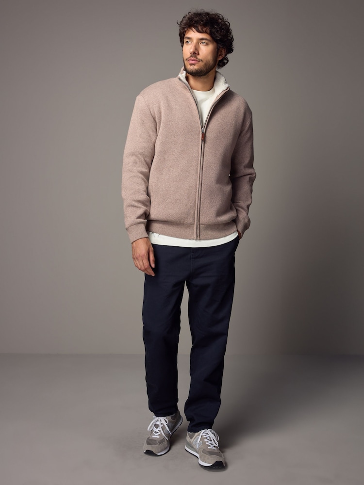 rjava - v standardnem kroju 100% Cotton Premium Zip-Through pulover - Slika 2 iz 11