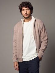 rjava - v standardnem kroju 100% Cotton Premium Zip-Through pulover - Slika 4 iz 11
