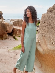 Seasalt Cornwall Green Salt Air 100% Linen Jumpsuit - Image 1 of 8