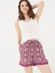 FatFace Flippy Purple Detail Paisley Shorts - Image 1 of 5
