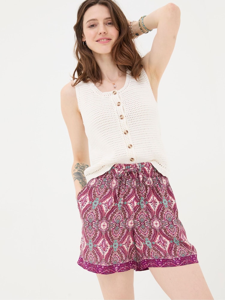 FatFace Flippy Purple Detail Paisley Shorts - Image 1 of 5 FatFace Flippy Purple Detail Paisley Shorts - Image 1 of 5