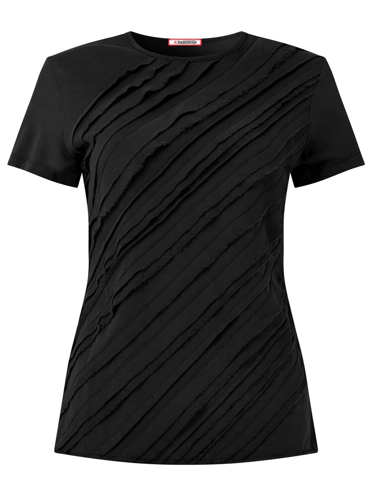Joe Browns Black Raw Edge Panelled Short Sleeve Top - Image 5 of 5