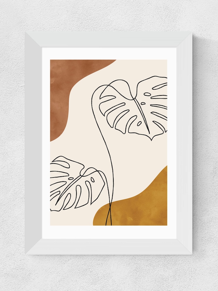 East End Prints White One Line Monstera Framed Art Print - Image 1 of 3
