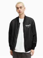 AllSaints Black Underground Bomber Jacket - Image 1 of 7