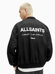 AllSaints Black Underground Bomber Jacket - Image 2 of 7