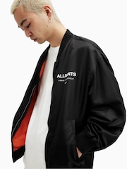AllSaints Black Underground Bomber Jacket - Image 4 of 7