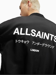 AllSaints Black Underground Bomber Jacket - Image 6 of 7