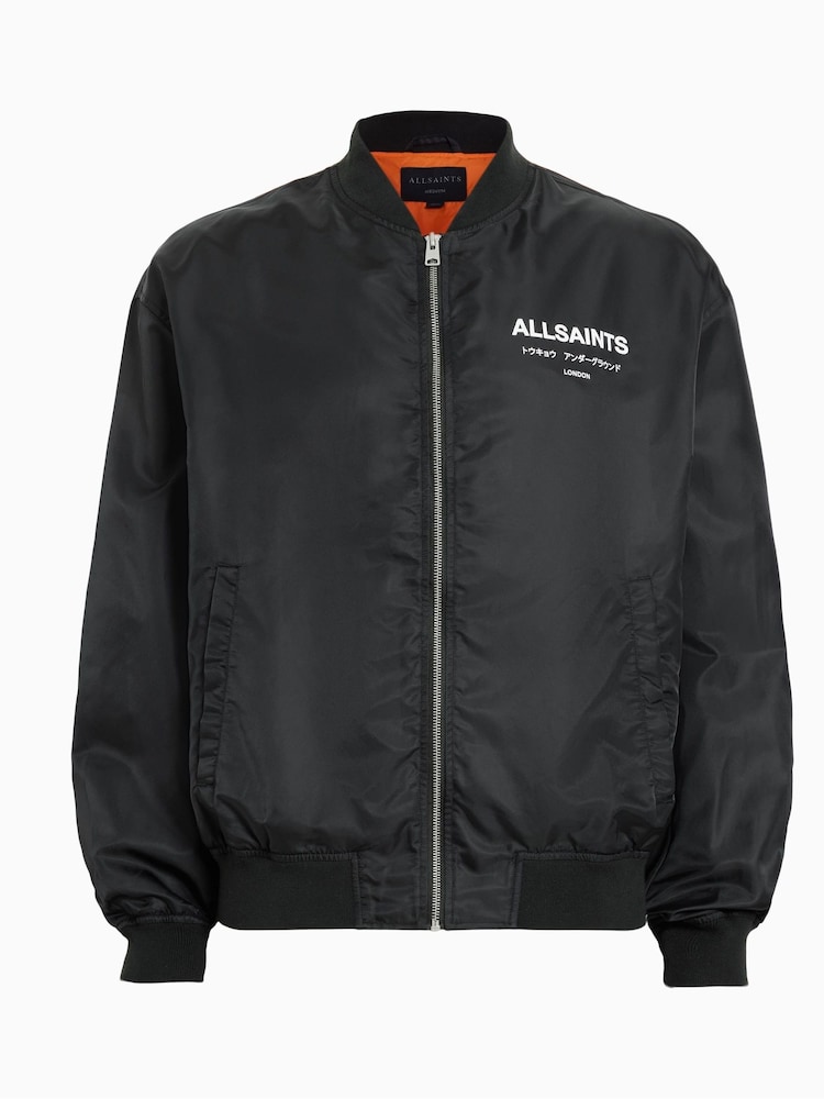 AllSaints Black Underground Bomber Jacket - Image 7 of 7