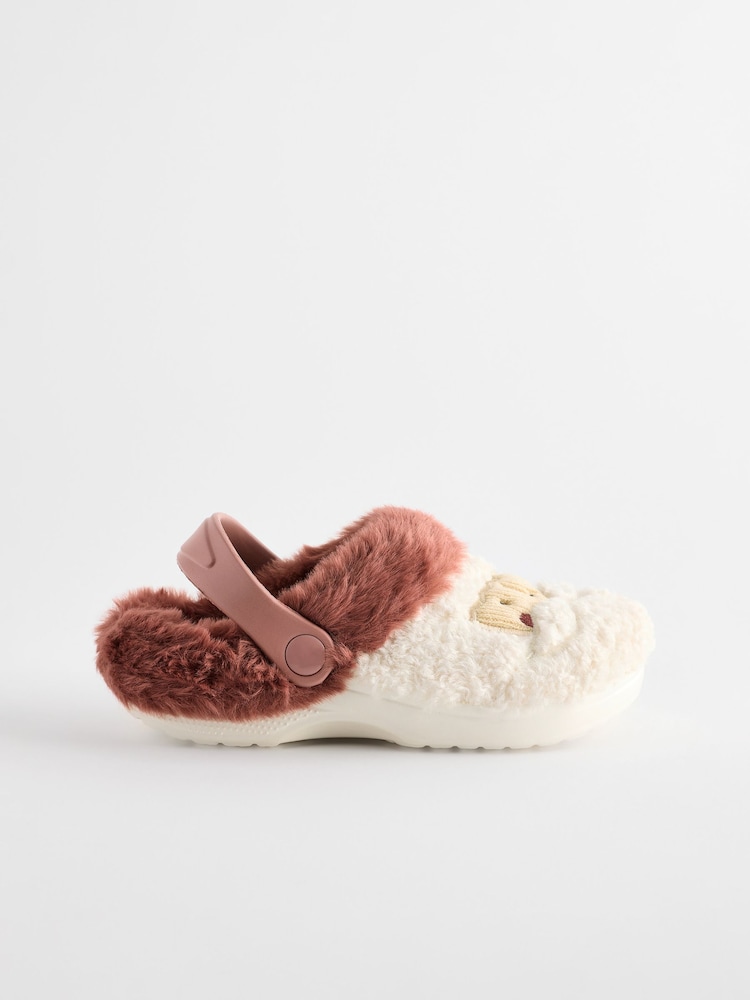 Red Santa Christmas Faux Fur Clog Slippers - Image 1 of 6
