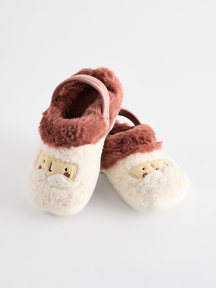 Red Santa Christmas Faux Fur Clog Slippers - Image 2 of 6