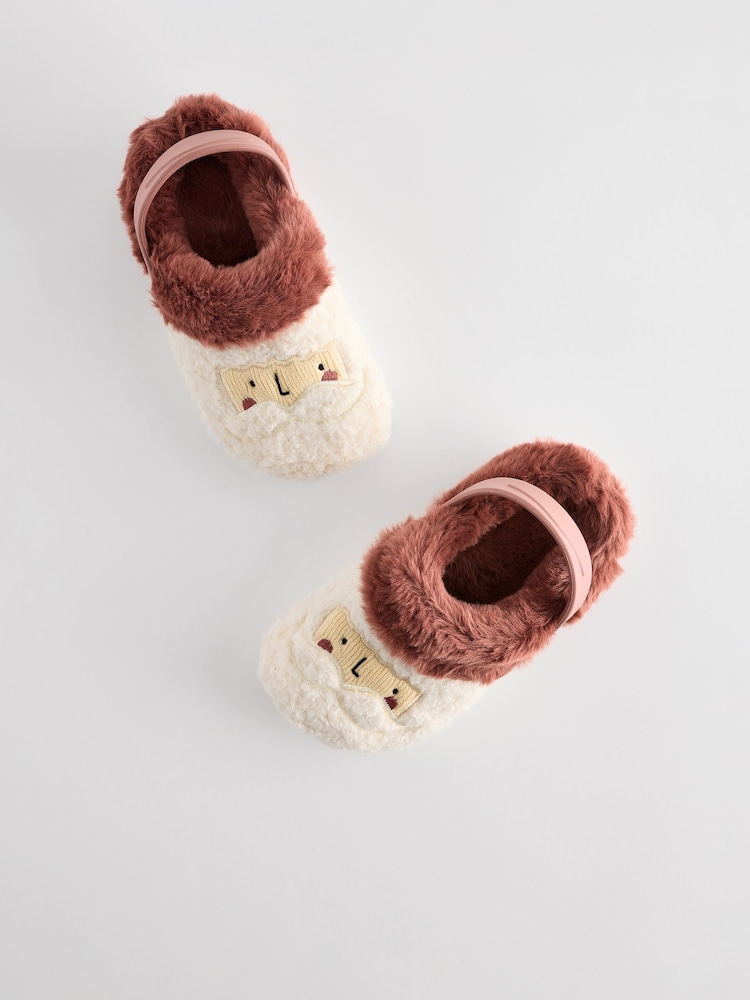 Red Santa Christmas Faux Fur Clog Slippers - Image 6 of 6