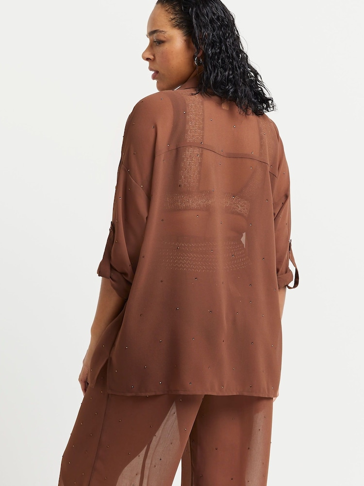بنطلون شفاف مرصع بالألماس من River Island - صورة 2 من 4