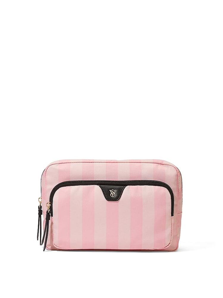 Victoria's Secret Iconic Stripe Pink Makeup Bag - Image 1 of 3