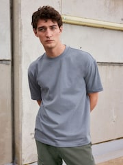 Dusky Blue Relaxed Fit Heavyweight T-Shirt - Image 1 of 6