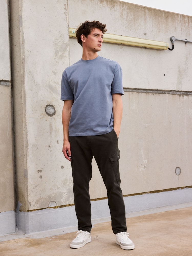 Dusky Blue Relaxed Fit Heavyweight T-Shirt - Image 2 of 6