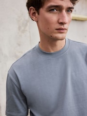Dusky Blue Relaxed Fit Heavyweight T-Shirt - Image 4 of 6