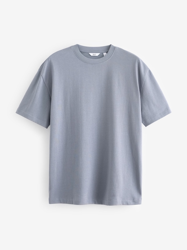 Dusky Blue Relaxed Fit Heavyweight T-Shirt - Image 5 of 6