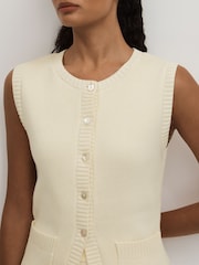 Anna Quan Knitted Cotton Sleeveless Cardigan - Image 3 of 6