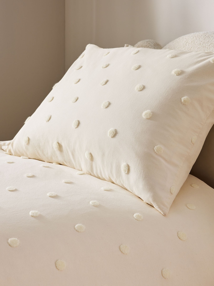Natural Tufted Spot 100% Cotton Duvet Cover and Pillowcase Set - Image 3 of 6