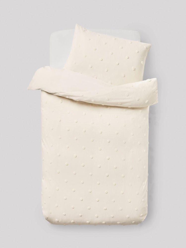 Natural Tufted Spot 100% Cotton Duvet Cover and Pillowcase Set - Image 4 of 6