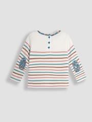 Розовый с лисицей  - JoJo Maman Bébé Cotton Long Sleeve Pocket Breton Top - Изображение 2 из 3