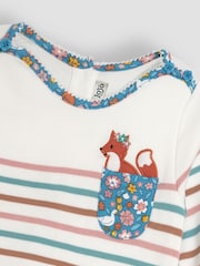 Розовый с лисицей  - JoJo Maman Bébé Cotton Long Sleeve Pocket Breton Top - Изображение 3 из 3