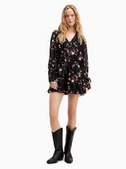 AllSaints Black Daria Kora Playsuit - Image 1 of 6