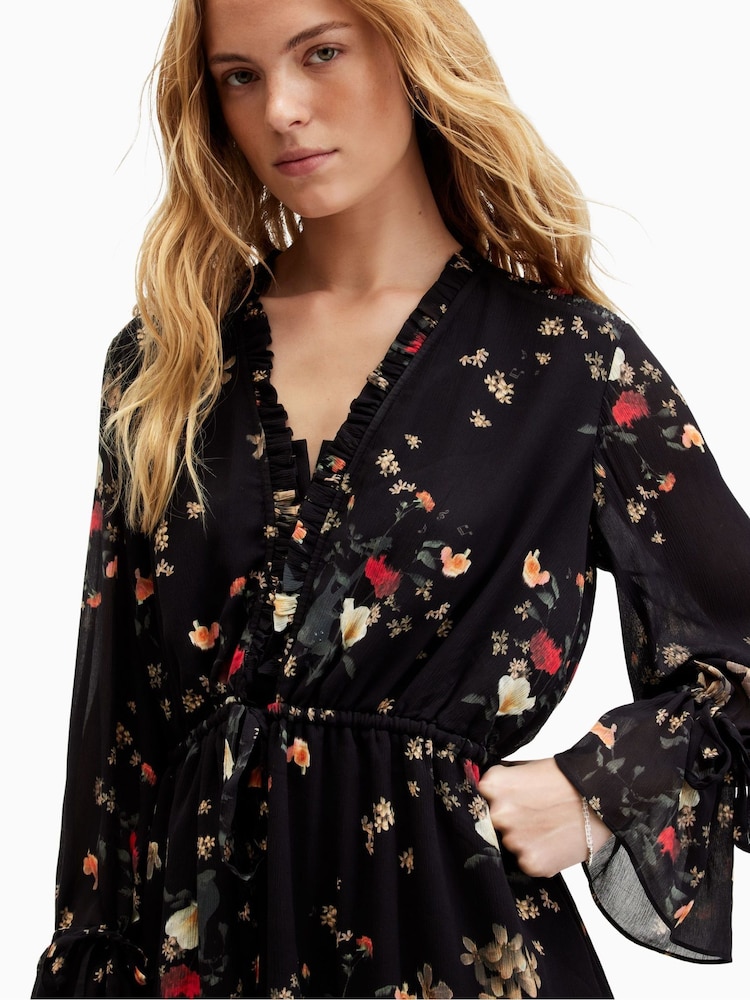 AllSaints Black Daria Kora Playsuit - Image 2 of 6