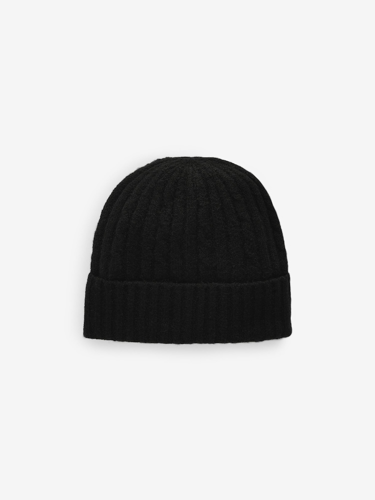 Black Cable Knit Beanie Hat (1-16yrs) - Image 1 of 3