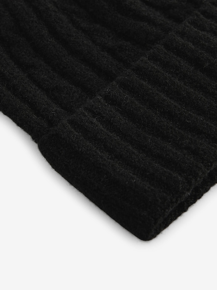 Black Cable Knit Beanie Hat (1-16yrs) - Image 3 of 3