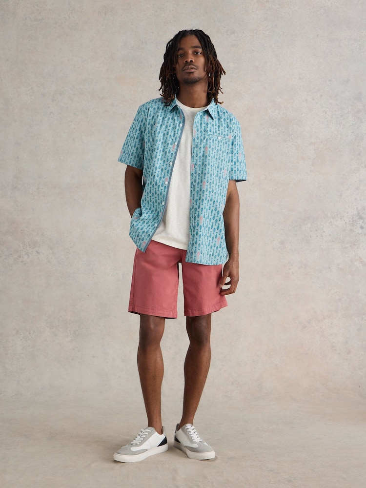 White Stuff Blue Geo Fish Printed Shirt - Image 1 of 7