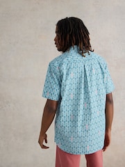 White Stuff Blue Geo Fish Printed Shirt - Image 2 of 7