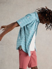 White Stuff Blue Geo Fish Printed Shirt - Image 3 of 7